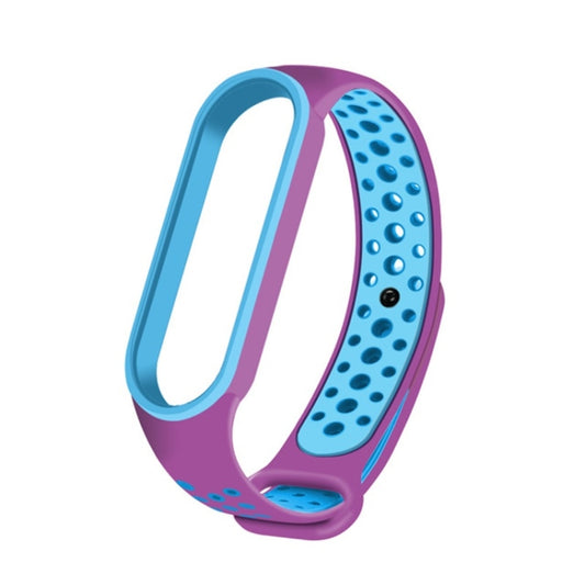 For Xiaomi Mi Band 6 (CA8856) Breathable Silicone Watch Band with Holes(Purple+Blue) - Watch Bands by buy2fix | Online Shopping UK | buy2fix