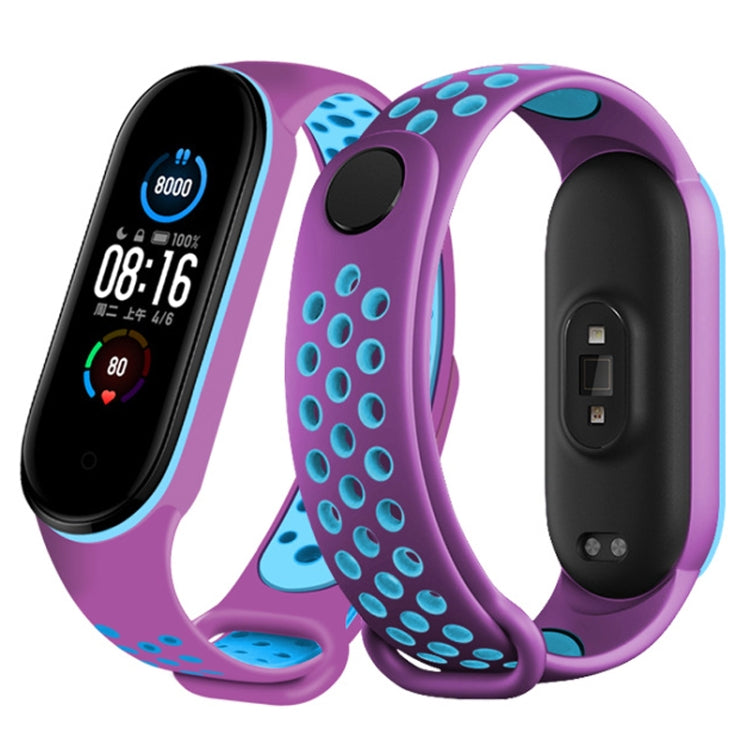 For Xiaomi Mi Band 6 (CA8856) Breathable Silicone Watch Band with Holes(Purple+Blue) - Watch Bands by buy2fix | Online Shopping UK | buy2fix