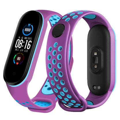 For Xiaomi Mi Band 6 (CA8856) Breathable Silicone Watch Band with Holes(Purple+Blue) - Watch Bands by buy2fix | Online Shopping UK | buy2fix