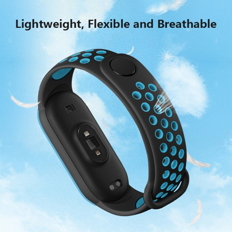 For Xiaomi Mi Band 6 (CA8856) Breathable Silicone Watch Band with Holes(Grey+Pink) - Watch Bands by buy2fix | Online Shopping UK | buy2fix
