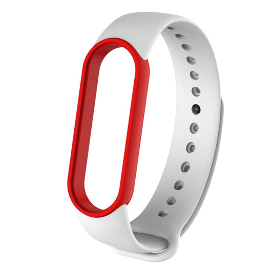 For Xiaomi Mi Band 6 (CA8856) Two-color Silicone Watch Band(White+Red) - Watch Bands by buy2fix | Online Shopping UK | buy2fix