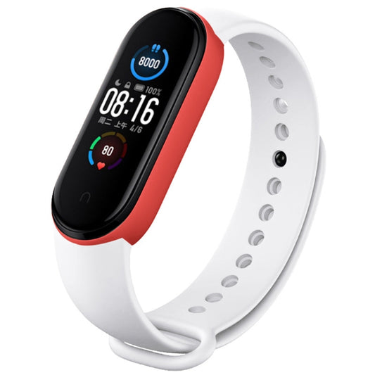 For Xiaomi Mi Band 6 (CA8856) Two-color Silicone Watch Band(White+Red) - Watch Bands by buy2fix | Online Shopping UK | buy2fix