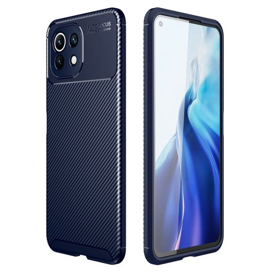 For Xiaomi Mi 11 Lite Carbon Fiber Texture Shockproof TPU Case(Blue) - Xiaomi Cases by buy2fix | Online Shopping UK | buy2fix