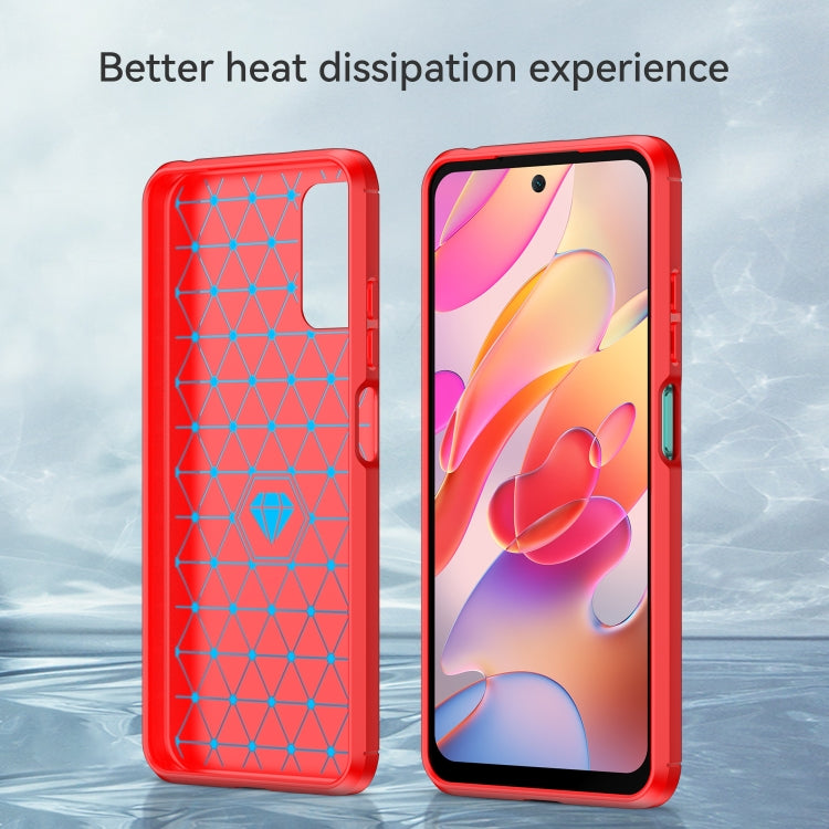 For Xiaomi Redmi Note 10 5G Brushed Texture Carbon Fiber TPU Case(Red) - Xiaomi Cases by buy2fix | Online Shopping UK | buy2fix