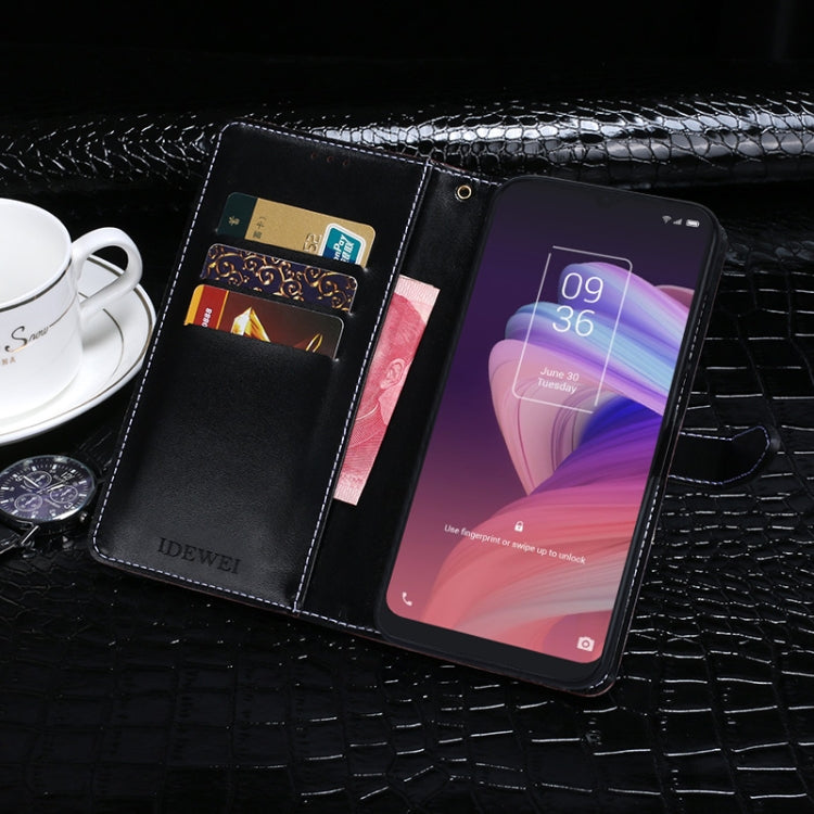 For TCL 10 SE idewei Crocodile Texture Horizontal Flip Leather Case with Holder & Card Slots & Wallet(Black) - TCL by idewei | Online Shopping UK | buy2fix