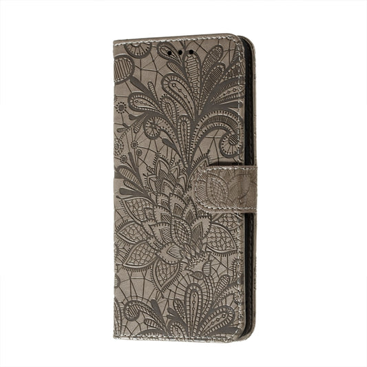 For Motorola Moto E7 Power Lace Flower Embossing Pattern Horizontal Flip Leather Case with Holder & Card Slots & Wallet & Photo Frame(Grey) - Motorola Cases by buy2fix | Online Shopping UK | buy2fix