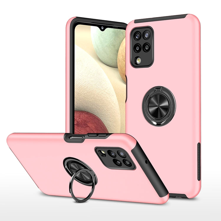 For Samsung Galaxy A12 5G PC + TPU Shockproof Magnetic Protective Case with Invisible Ring Holder(Rose Gold) by buy2fix
