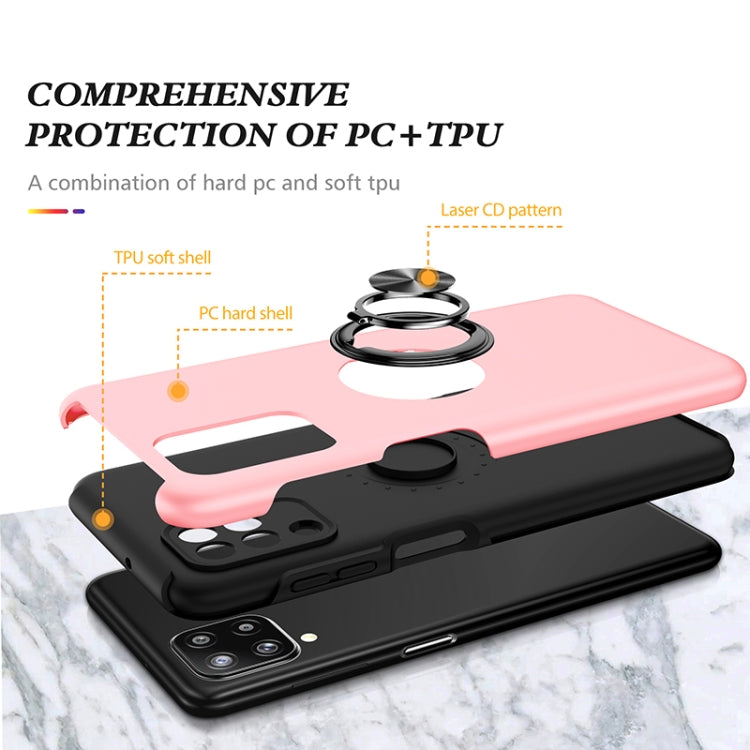 For Samsung Galaxy A12 5G PC + TPU Shockproof Magnetic Protective Case with Invisible Ring Holder(Rose Gold) by buy2fix