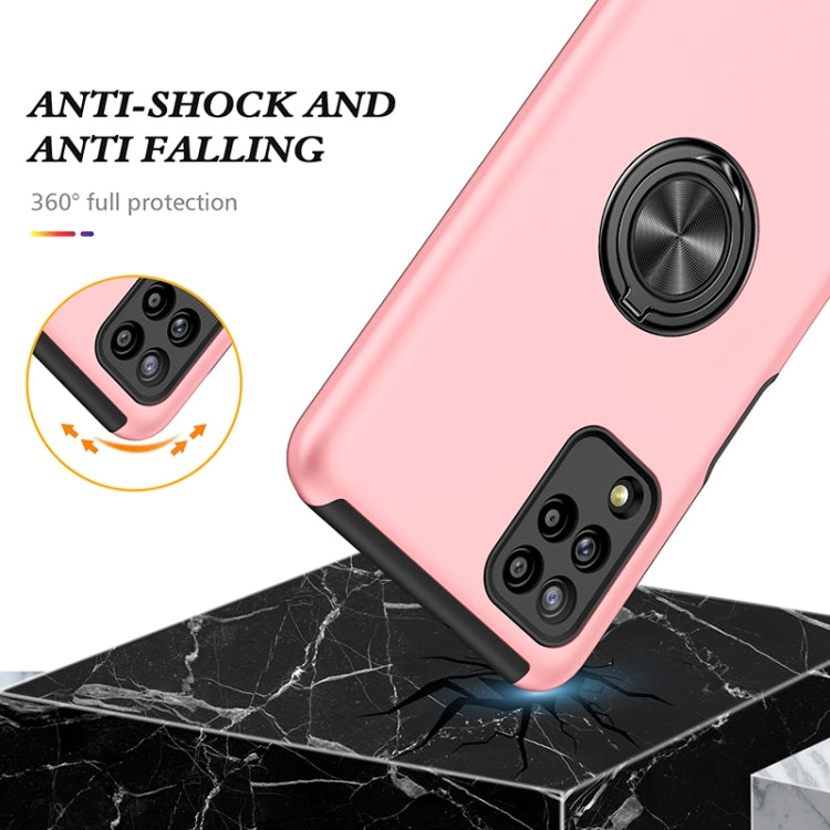 For Samsung Galaxy A12 5G PC + TPU Shockproof Magnetic Protective Case with Invisible Ring Holder(Rose Gold) by buy2fix