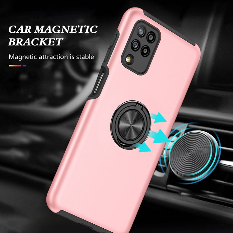 For Samsung Galaxy A12 5G PC + TPU Shockproof Magnetic Protective Case with Invisible Ring Holder(Rose Gold) by buy2fix