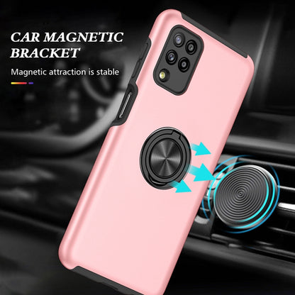 For Samsung Galaxy A12 5G PC + TPU Shockproof Magnetic Protective Case with Invisible Ring Holder(Rose Gold) by buy2fix