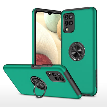 For Samsung Galaxy A12 5G PC + TPU Shockproof Magnetic Protective Case with Invisible Ring Holder(Dark Green) by buy2fix