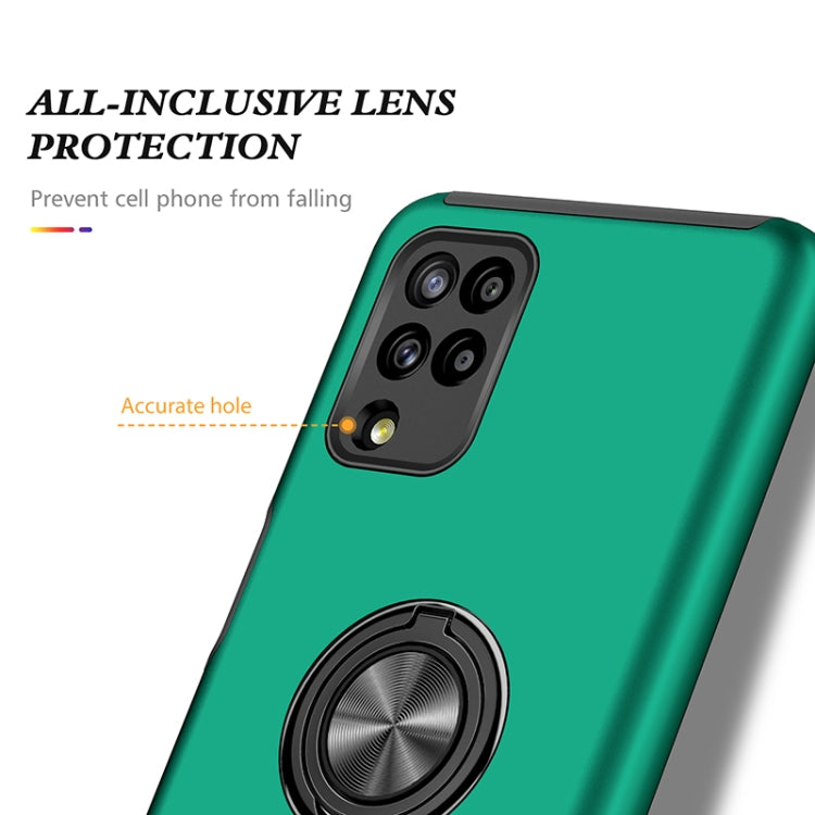 For Samsung Galaxy A12 5G PC + TPU Shockproof Magnetic Protective Case with Invisible Ring Holder(Dark Green) by buy2fix