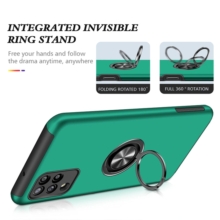 For Samsung Galaxy A12 5G PC + TPU Shockproof Magnetic Protective Case with Invisible Ring Holder(Dark Green) by buy2fix