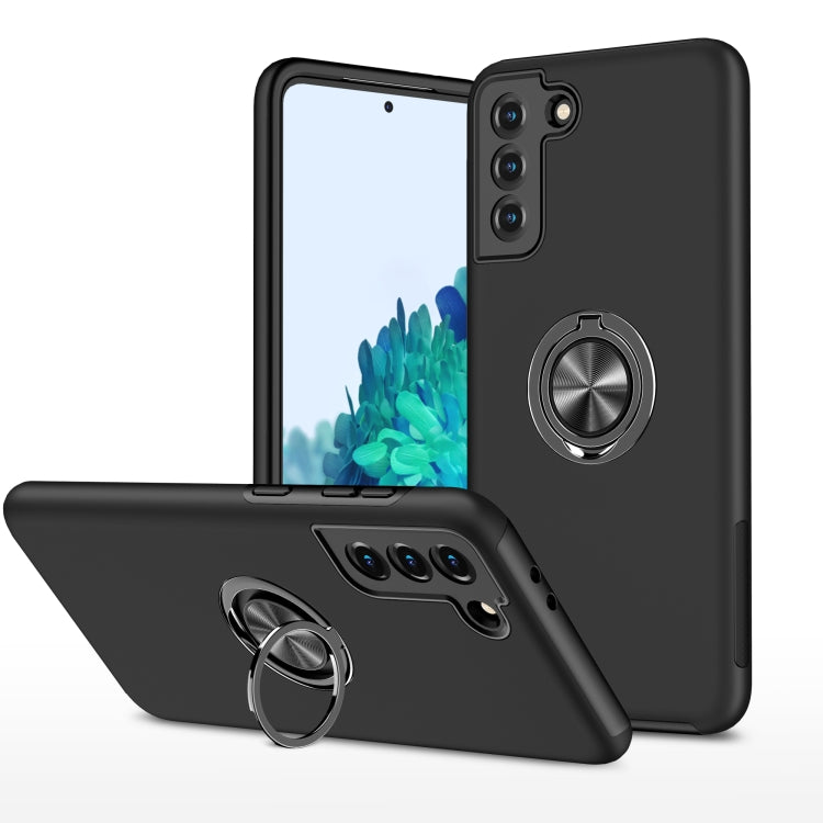 For Samsung Galaxy S21 5G PC + TPU Shockproof Magnetic Protective Case with Invisible Ring Holder(Black) - Galaxy S21 5G Cases by buy2fix | Online Shopping UK | buy2fix
