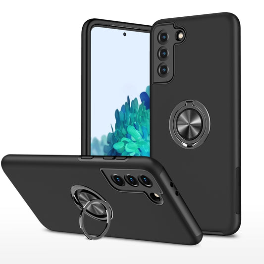 For Samsung Galaxy S21 5G PC + TPU Shockproof Magnetic Protective Case with Invisible Ring Holder(Black) - Galaxy S21 5G Cases by buy2fix | Online Shopping UK | buy2fix