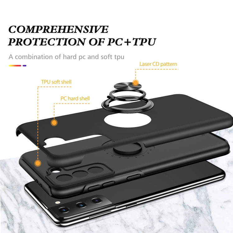 For Samsung Galaxy S21 5G PC + TPU Shockproof Magnetic Protective Case with Invisible Ring Holder(Black) - Galaxy S21 5G Cases by buy2fix | Online Shopping UK | buy2fix