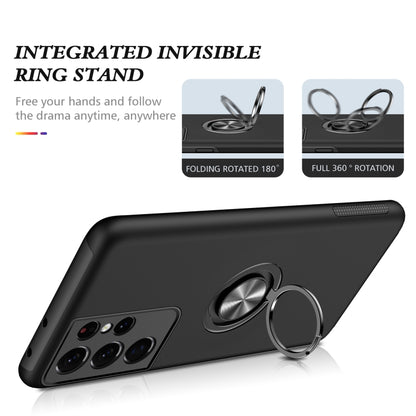 For Samsung Galaxy S21 Ultra 5G PC + TPU Shockproof Magnetic Protective Case with Invisible Ring Holder(Black) - Galaxy S21 Ultra 5G Cases by buy2fix | Online Shopping UK | buy2fix