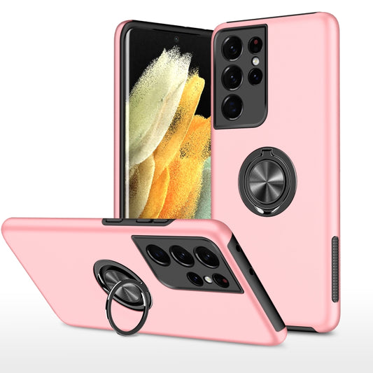 For Samsung Galaxy S21 Ultra 5G PC + TPU Shockproof Magnetic Protective Case with Invisible Ring Holder(Rose Gold) - Galaxy S21 Ultra 5G Cases by buy2fix | Online Shopping UK | buy2fix