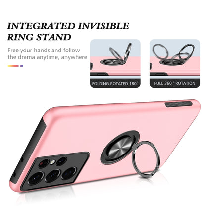 For Samsung Galaxy S21 Ultra 5G PC + TPU Shockproof Magnetic Protective Case with Invisible Ring Holder(Rose Gold) - Galaxy S21 Ultra 5G Cases by buy2fix | Online Shopping UK | buy2fix