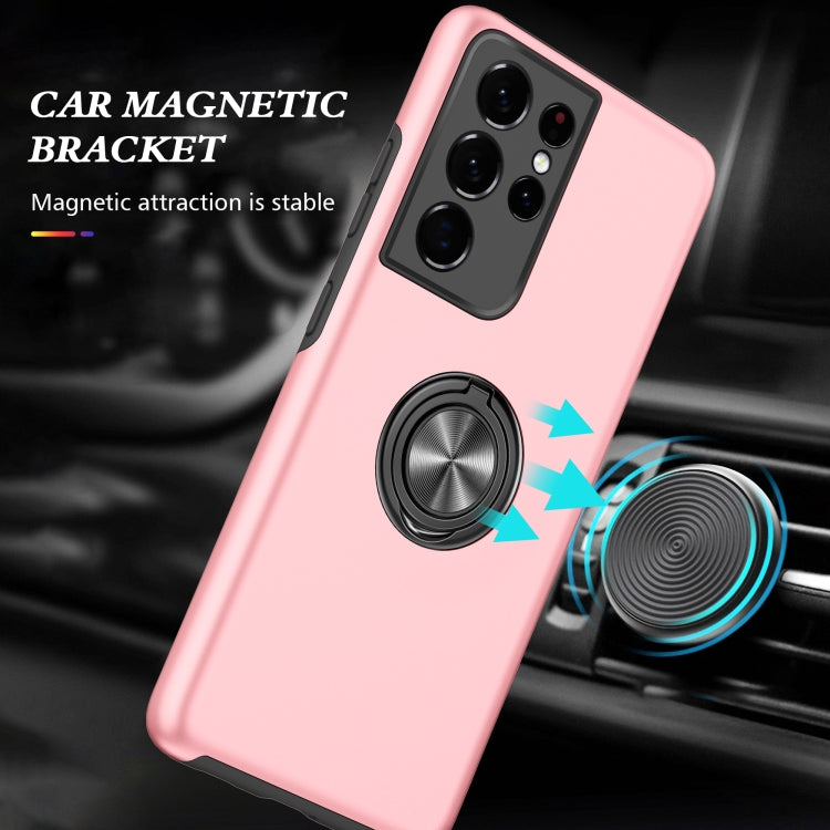 For Samsung Galaxy S21 Ultra 5G PC + TPU Shockproof Magnetic Protective Case with Invisible Ring Holder(Rose Gold) - Galaxy S21 Ultra 5G Cases by buy2fix | Online Shopping UK | buy2fix
