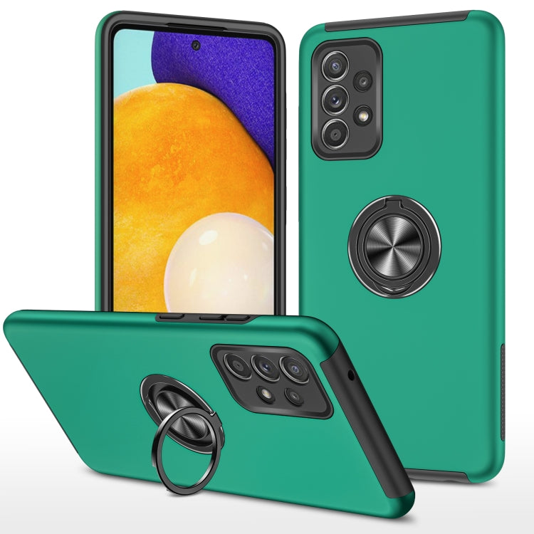 For Samsung Galaxy A52 PC + TPU Shockproof Magnetic Protective Case with Invisible Ring Holder(Dark Green) by buy2fix