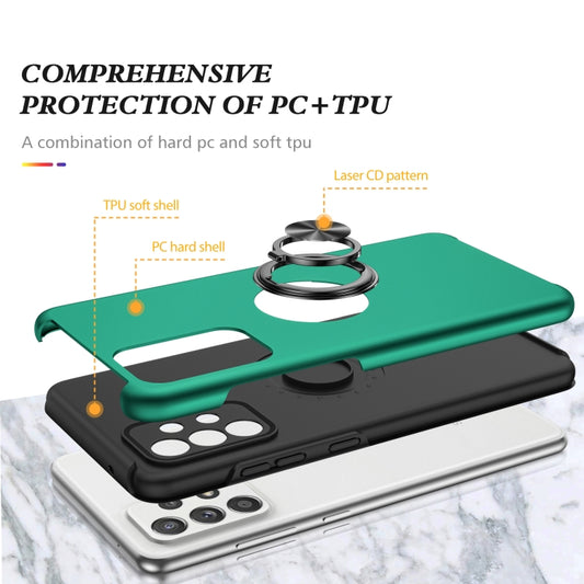 For Samsung Galaxy A52 PC + TPU Shockproof Magnetic Protective Case with Invisible Ring Holder(Dark Green) by buy2fix