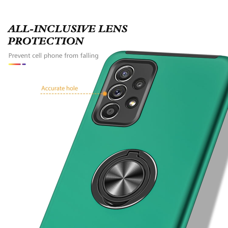 For Samsung Galaxy A52 PC + TPU Shockproof Magnetic Protective Case with Invisible Ring Holder(Dark Green) by buy2fix