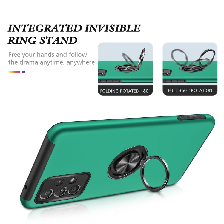 For Samsung Galaxy A52 PC + TPU Shockproof Magnetic Protective Case with Invisible Ring Holder(Dark Green) by buy2fix