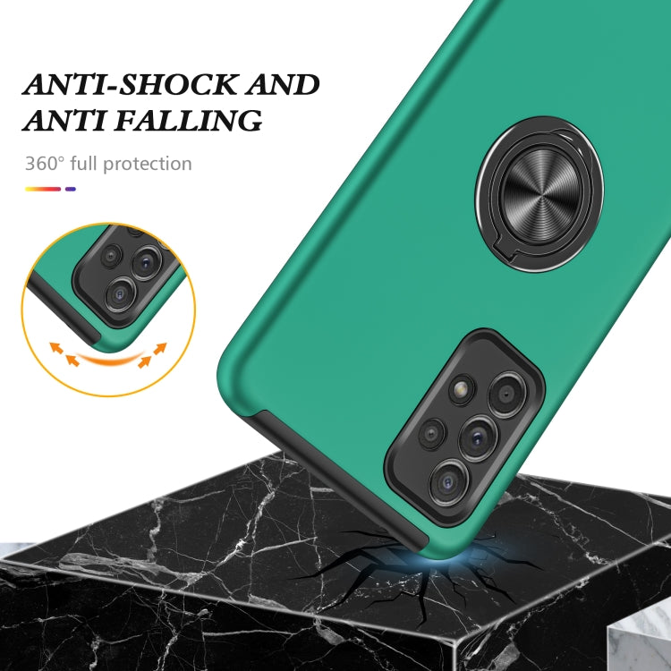 For Samsung Galaxy A52 PC + TPU Shockproof Magnetic Protective Case with Invisible Ring Holder(Dark Green) by buy2fix