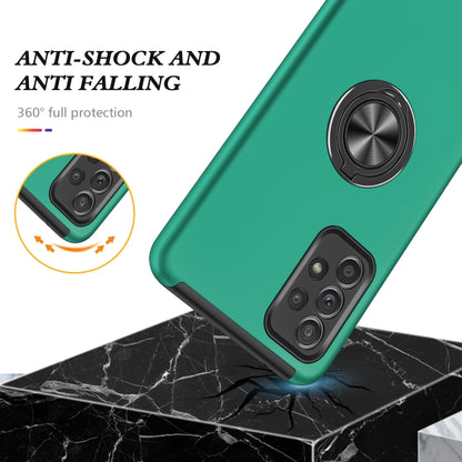 For Samsung Galaxy A52 PC + TPU Shockproof Magnetic Protective Case with Invisible Ring Holder(Dark Green) by buy2fix
