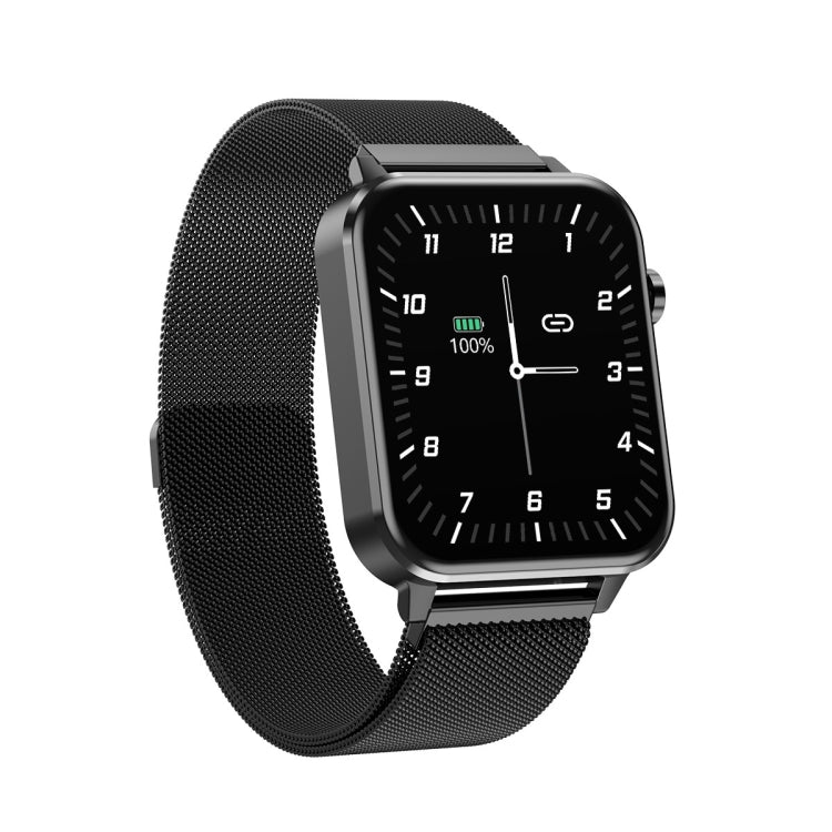 E86 1.7 inch TFT Color Screen IP68 Waterproof Smart Watch, Support Blood Oxygen Monitoring / Body Temperature Monitoring / AI Medical Diagnosis, Style: Steel Strap(Black) by buy2fix