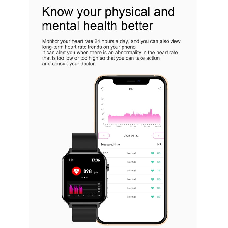 E86 1.7 inch TFT Color Screen IP68 Waterproof Smart Watch, Support Blood Oxygen Monitoring / Body Temperature Monitoring / AI Medical Diagnosis, Style: Steel Strap(Black) by buy2fix