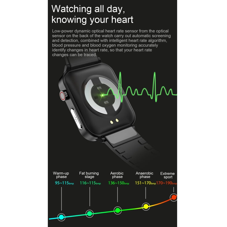E86 1.7 inch TFT Color Screen IP68 Waterproof Smart Watch, Support Blood Oxygen Monitoring / Body Temperature Monitoring / AI Medical Diagnosis, Style: Steel Strap(Black) by buy2fix