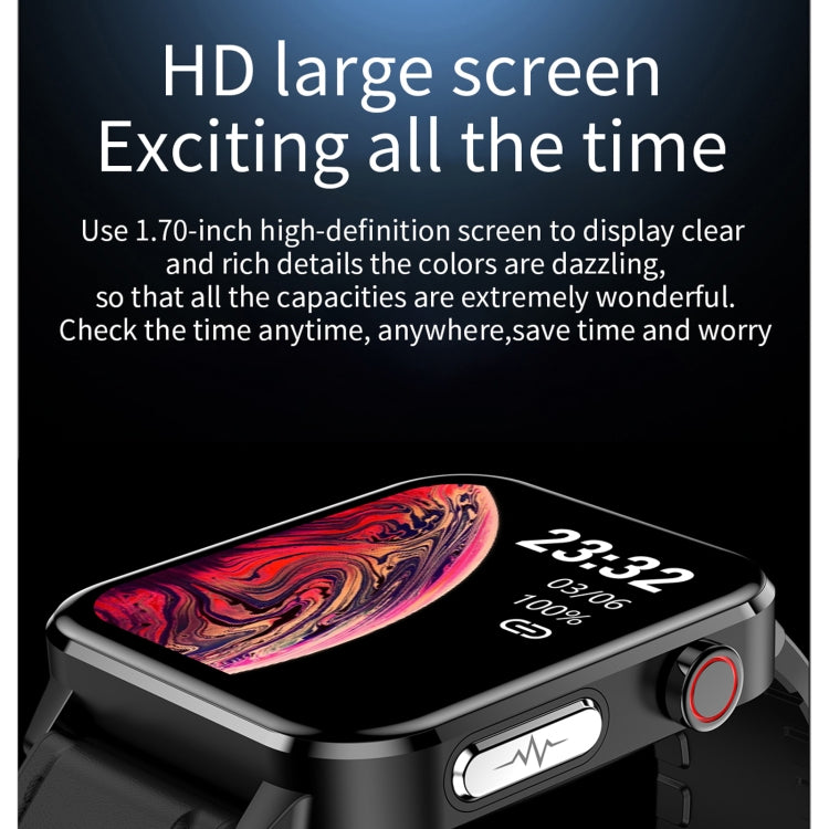 E86 1.7 inch TFT Color Screen IP68 Waterproof Smart Watch, Support Blood Oxygen Monitoring / Body Temperature Monitoring / AI Medical Diagnosis, Style: Steel Strap(Black) by buy2fix