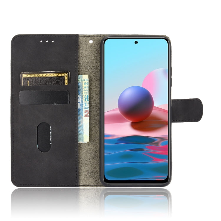 For Xiaomi Redmi Note 10 Solid Color Skin Feel Magnetic Buckle Horizontal Flip Calf Texture PU Leather Case with Holder & Card Slots & Wallet(Black) - Xiaomi Cases by buy2fix | Online Shopping UK | buy2fix