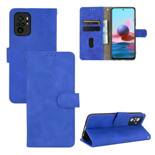 For Xiaomi Redmi Note 10S Solid Color Skin Feel Magnetic Buckle Horizontal Flip Calf Texture PU Leather Case with Holder & Card Slots & Wallet(Blue) - Xiaomi Cases by buy2fix | Online Shopping UK | buy2fix