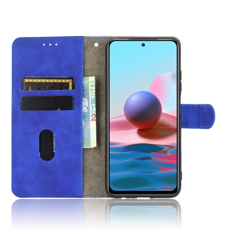 For Xiaomi Redmi Note 10S Solid Color Skin Feel Magnetic Buckle Horizontal Flip Calf Texture PU Leather Case with Holder & Card Slots & Wallet(Blue) - Xiaomi Cases by buy2fix | Online Shopping UK | buy2fix