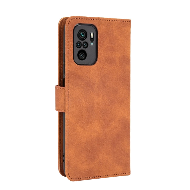 For Xiaomi Redmi Note 10S Solid Color Skin Feel Magnetic Buckle Horizontal Flip Calf Texture PU Leather Case with Holder & Card Slots & Wallet(Brown) - Xiaomi Cases by buy2fix | Online Shopping UK | buy2fix