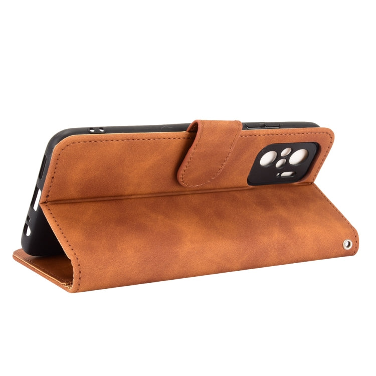 For Xiaomi Redmi Note 10S Solid Color Skin Feel Magnetic Buckle Horizontal Flip Calf Texture PU Leather Case with Holder & Card Slots & Wallet(Brown) - Xiaomi Cases by buy2fix | Online Shopping UK | buy2fix
