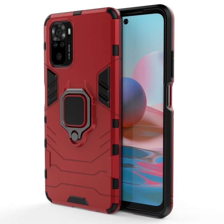 For Xiaomi Redmi Note 10 4G Shockproof PC + TPU Protective Case with Magnetic Ring Holder(Red) - Xiaomi Cases by buy2fix | Online Shopping UK | buy2fix