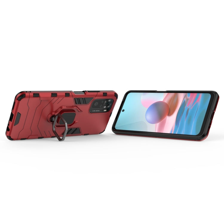 For Xiaomi Redmi Note 10 4G Shockproof PC + TPU Protective Case with Magnetic Ring Holder(Red) - Xiaomi Cases by buy2fix | Online Shopping UK | buy2fix