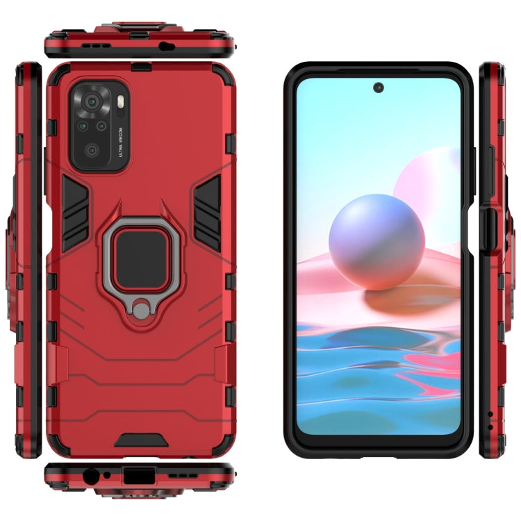 For Xiaomi Redmi Note 10 4G Shockproof PC + TPU Protective Case with Magnetic Ring Holder(Red) - Xiaomi Cases by buy2fix | Online Shopping UK | buy2fix