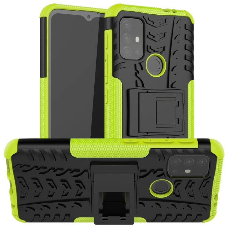 For Motorola Moto G30 Tire Texture Shockproof TPU+PC Protective Case with Holder(Green) - Motorola Cases by buy2fix | Online Shopping UK | buy2fix