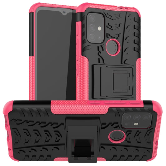 For Motorola Moto G30 Tire Texture Shockproof TPU+PC Protective Case with Holder(Pink) - Motorola Cases by buy2fix | Online Shopping UK | buy2fix