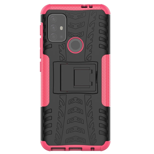 For Motorola Moto G30 Tire Texture Shockproof TPU+PC Protective Case with Holder(Pink) - Motorola Cases by buy2fix | Online Shopping UK | buy2fix