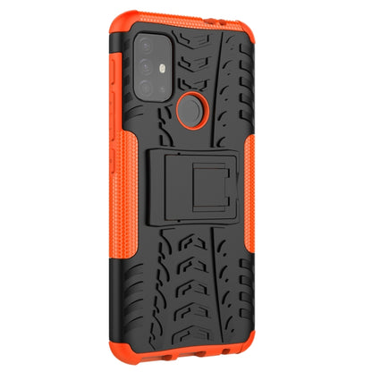 For Motorola Moto G30 Tire Texture Shockproof TPU+PC Protective Case with Holder(Orange) - Motorola Cases by buy2fix | Online Shopping UK | buy2fix
