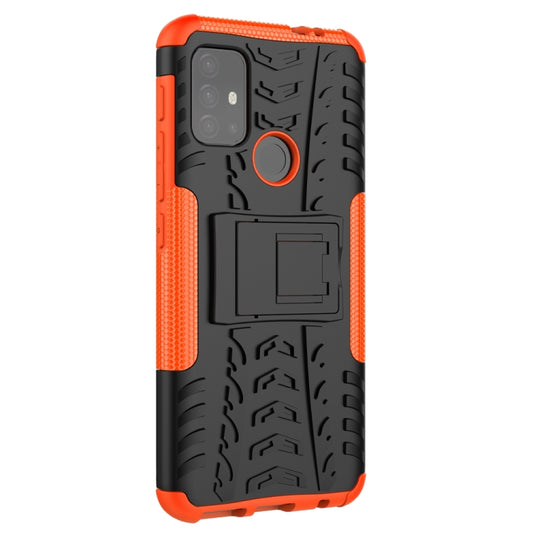 For Motorola Moto G30 Tire Texture Shockproof TPU+PC Protective Case with Holder(Orange) - Motorola Cases by buy2fix | Online Shopping UK | buy2fix