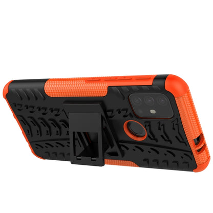 For Motorola Moto G30 Tire Texture Shockproof TPU+PC Protective Case with Holder(Orange) - Motorola Cases by buy2fix | Online Shopping UK | buy2fix