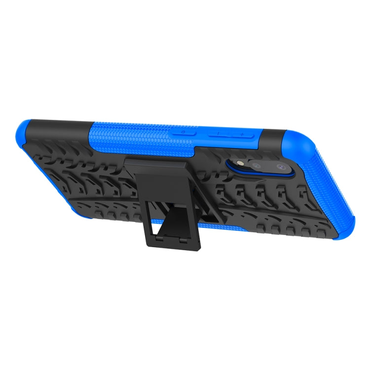 For Samsung Galaxy A02(EU Version) Tire Texture Shockproof TPU+PC Protective Case with Holder(Blue) by buy2fix